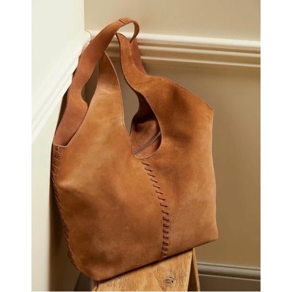 Boden Handbags - SOLD NWOT Boden Tan Suede Stitch Detail Hobo Bag A1141 Large Brown Slouchy Purse